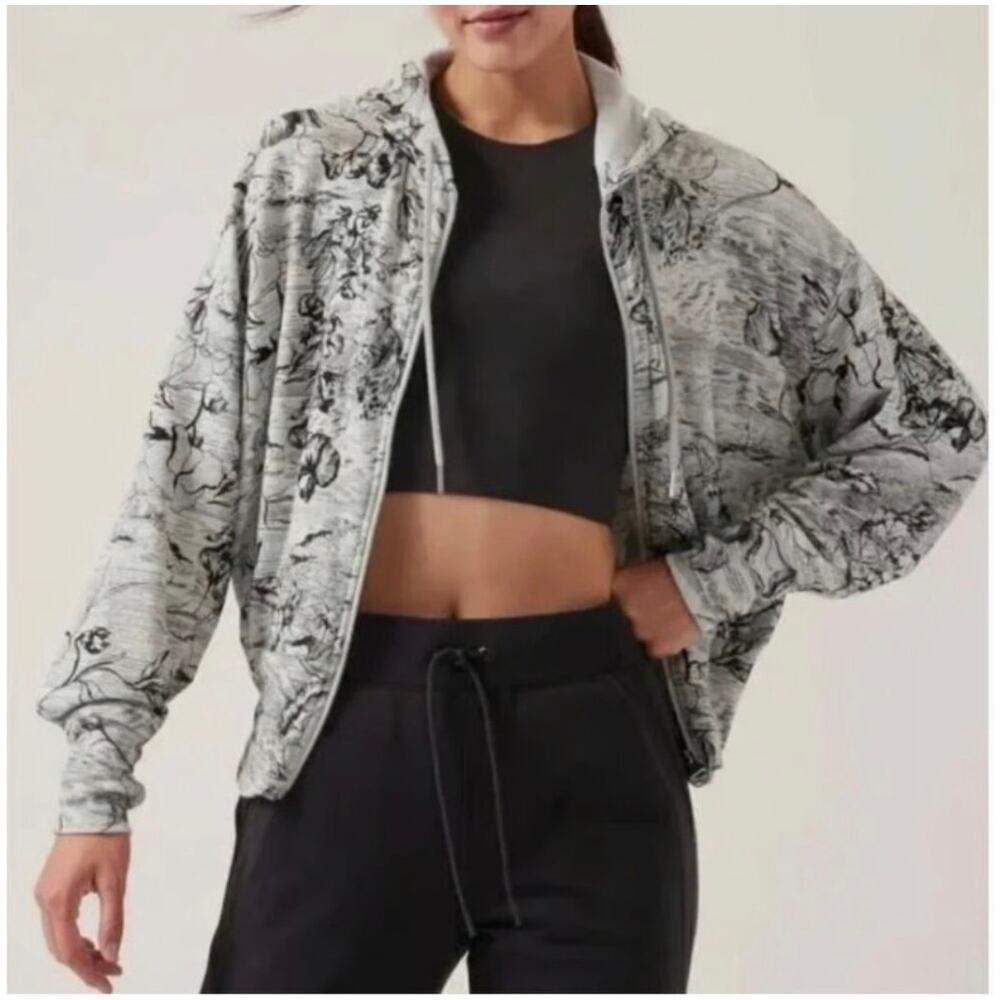 ATHLETA Balance Eden Floral Full Zip Athleisure Hoodie Sweatshirt, Size Small